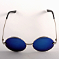 pj42 欧美风 街拍 复古大框 反光  圆框 金属 蓝色 太阳眼镜 lovemilk 原创 设计 新款 2013 正品 代购