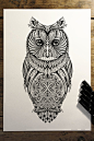 #tattoo##纹身##图案#'Long Eared Owl' - commission for Hoot Watches on Behance: