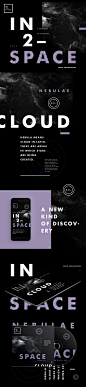 #英文# #排版# #色彩# IN2–SPACE : IN2–SPACE: A collection of awesome facts and information about space. This development includes elements such as colour palette, iconography, cover art, web and mobile design.All works © STUDIOJQ 2015