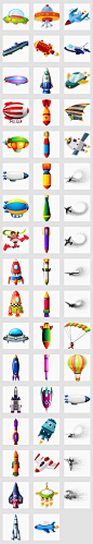 AI/独立png/卡通飞机儿童人物设计PNG素材飞行器火箭