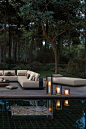 Manutti // Luxury outdoor living on a sofa or daybed - Kumo Collection #cosyterrace  #outdoordecor #outdoorlighting #outdoorliving #outdoordesign #exteriordesign #exteriorfurniture #livingoutdoors #design #inspiration #outdoorfurniture