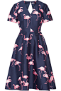 Draper James - Cutout printed silk and cotton-blend dress : Multicolored silk and cotton-blend Button and zip fastening at back 56% silk, 44% cotton Dry clean Designer color: Nassau Navy