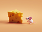 Cheesy subsurface scattering sss mouse cheese illustration b3d blender render isometric low poly