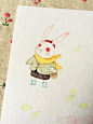 猫和兔子-那仁_水彩,兔子,手绘,猫_涂鸦王国插画