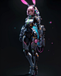 Robots, Bunny robots, Mecha, Neon Cyber Bunny is now available!
