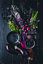 Purple Kale, Aubergine and Blackberry Salad