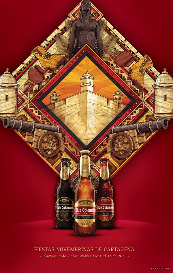 【新提醒】哥伦比亚传统元素嘉年华啤酒插画...