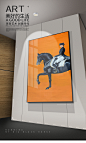 现代简约玄关装饰画入门户壁画橙色英伦风餐厅马画北欧风客厅挂画-tmall.com天猫