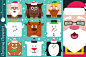 Square flat christmas characters