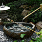 日式庭院流水钵石灯石雕落地摆件花园水景装饰禅意水景竹流水景观