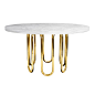 Jonathan Adler Scalinatella Dining Table @Zinc_Door #table #furniture #marble #brass #cocktailtable #coffeetable #gold