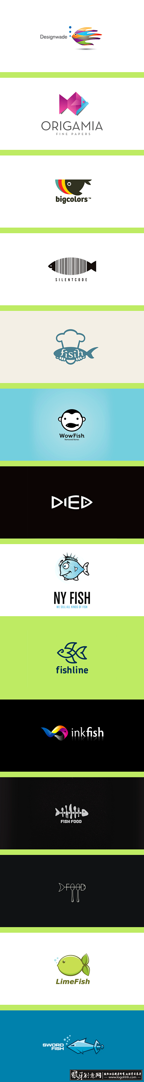 标志logo 鱼图形LOGO设计 鱼元素...