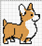 Corgi cross stitch chart or hama perler bead pattern: 