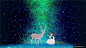 夜空萤火线条风柱麋鹿和小公主童话梦境插画模板模板平面设计