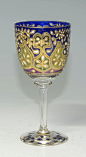  Wine Goblet - Clear Glass Goblet With Transparent Enamel Floral Design With Gilding Set Into Wheel-Cut Borders - Signed Fritz Heckert c.1910