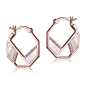 ELLE JEWELRY Charisma 2.0 White Mother of Pearl Rose Gold Hoops: 