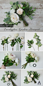 Get ready to make a bridal bouquet for your wedding. Follow this bouquet DIY from silk flower designer Blue Orchid Creations and walk down the aisle with a handmade Afloral.com Eucalyptus Garden Bouquet.: 