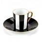 Set Of 2 Monochrome Espresso Cup & Saucers. Buy Online at LuxDeco