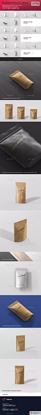 快餐餐饮食品自立袋封口包装袋纸袋展示效果图VI智能图层PS样机素材 Paper Pouch Bag Mockup Bundle - 南岸设计网 nananps.com