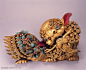 文物工艺品-麒麟木雕左边侧面特写中华传统图片素材
