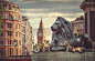 Walk on the Wildside: London : A continuation of the Walk on the Wildside series, where the imagery features wild animals in classic urban city settings. As I shall be exhibiting in London in October, I thought I'd extend this section of the series, prior