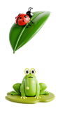 春天春季青蛙七星瓢虫三维立体icon图标Blender工程源文件：