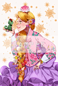 韩国画师 rcbboy0527 笔下穿韩服的迪斯尼人物公主和梦工厂英雄，色彩艳丽，细节细腻，美~✿◡‿◡ 