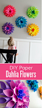 DIY Paper Dahlia flowers tutorial || Love the rainbow of colors! Perfect for Spring or Easter.: 