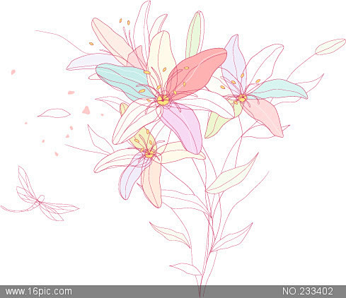 粉色花卉植物图案矢量图