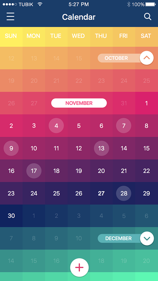 Calendar app screen1