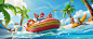 chuanhuishi_3D_cartoon_game_scene_there_is_an_inflatable_boat_o_c (1)