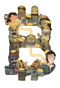 Bitcoin Character Illustration : This illustration is explained to how a bitcoin transaction works
