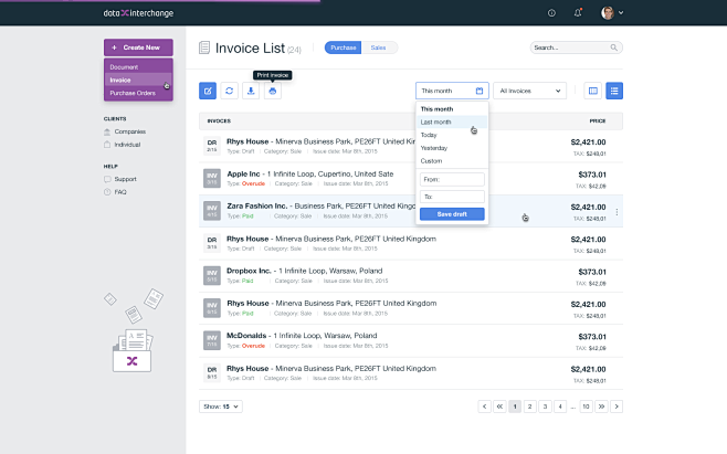 Data invoice list 2a