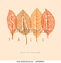 Fall sale poster with dried leaves and simple text, vector illustration. 