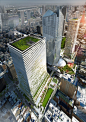 Ingenhoven Architects Reveal Plans for Green Towers in Tokyo, A new office tower (height 185 m) and a residential tower (height 220 m) will be built on both sides of the existing Toranomon Hills Mori Tower. Together they will form the new Toranomon busine