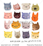 16 Cute watercolor cats in vector-动物/野生生物,艺术-海洛创意（HelloRF） - 站酷旗下品牌 - Shutterstock中国独家合作伙伴