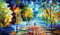 色彩与光的交融：调色刀创作的油画 - Leonid Afremov 油画系列