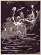 1919年，所有人都想要一本爱伦坡的《Tales of Mystery and Imagination》，不是因为装帧用了上等犊皮纸与真金烫字，而是因为Harry Clarke的插图。这位爱尔兰插画师以一种黑暗诡异的风格在#那些黄金年代# 留下了自己声望。而我们是否在他的作品中看到了细川智荣子、小岛文美、甚至是蒂姆·伯顿的雏形呢？ ​​​​