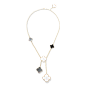 Magic Alhambra梦幻系列坠饰项链 - Van Cleef & Arpels : 这款优雅出众的项链采用黄金配以缟玛瑙、灰色和白色珍珠母贝打造而成。