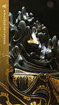 #动·境——中华古代体育文物展# 河北博物院藏 汉·错金狩猎纹博山炉 ​​​​