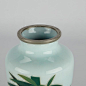 Japanese Sato Cloisonne Vase w/ Bamboo