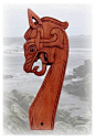 Replica of Viking Gokstad-Dragon-Ship-Prow. 39x15cm, and you can choose it facing into the right, or left, direction. Great for Viking tent posts, bed ends, and many more stylish things!: 
