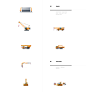 Heavy Machinery. Special Equipment Icon Set : A large set of construction equipment. Special machines for the building work. Forklifts, cranes, excavators, tractors, bulldozers, trucks, cars, concrete mixer, trailer. Commercial project for a company from 