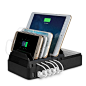 Amazon.com: FLECK CS008 8-Port Desktop Charging Station Family Size Office Multi-Device Dock,Organizer,Stand,USB Charger Clever Design For Easy Cable Storage For iPhone iPad Smartphone PC Tablets etc (Black): Cell Phones & Accessories