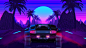 General 1920x1080 car neon Lamborghini vehicle artwork rear view