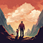 father's day, Father as a mountain, dear, warmth, illustration,