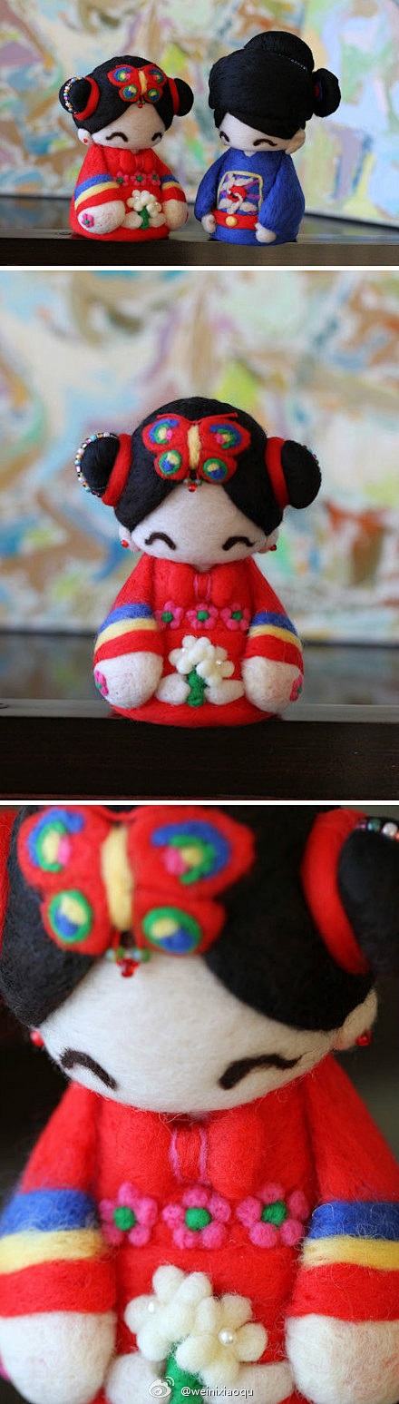 可爱的羊毛毡韩国娃娃~高手啊~