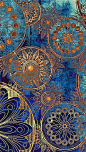 .Gorgeous mix of colours, textured, decorative print using circular structures.: 