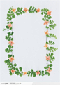 相框边框-翠绿的叶子和鲜花组成的边框图片设计背景