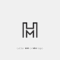 Vector letter hm or mh logo design